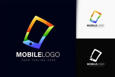 Mobile logo design with gradient Stock Illustration