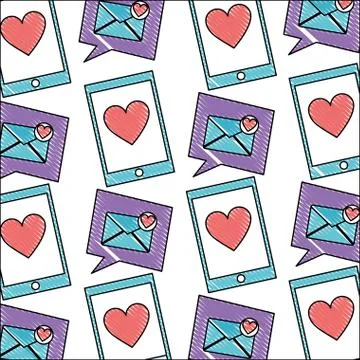 Mobile love smartphone message speech bubble pattern Stock Illustration