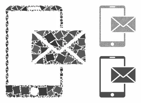 Mobile mail Mosaic Icon of Irregular Elements Stock Illustration