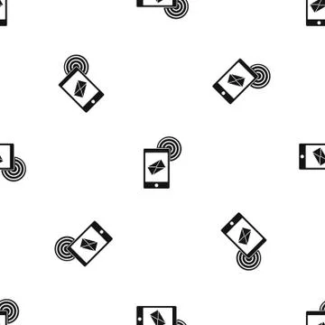 Mobile mail sign pattern seamless black Stock Illustration
