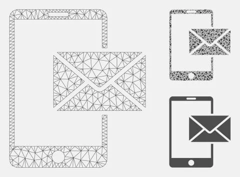 Mobile Mail Vector Mesh Carcass Model and Triangle Mosaic Icon Stock Illustration