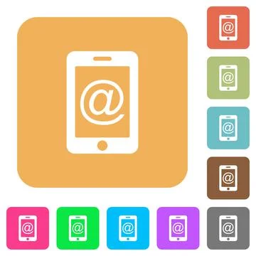 Mobile mailing rounded square flat icons Stock Illustration
