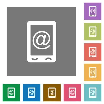 Mobile mailing square flat icons Stock Illustration