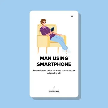 Mobile man using smartphone vector Stock Illustration