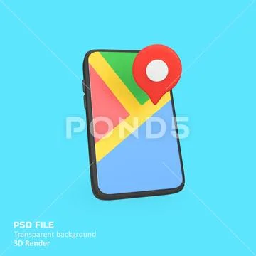 Mobile map app isolated 3d render icon illustration PSD Template