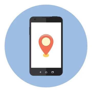 Mobile Map Location Stock Illustration