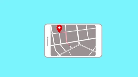 Mobile map with location pin animation Stock Footage 335114064