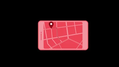 Mobile map with location pin animation Stock Footage 335114066