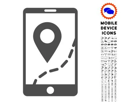 Mobile Map Navigation Icon with Set Illustrazione stock