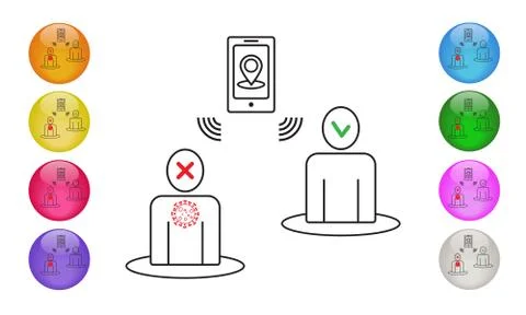 Mobile map tracker Covid-19. Smartphone health virus tracking location app Stock Illustration