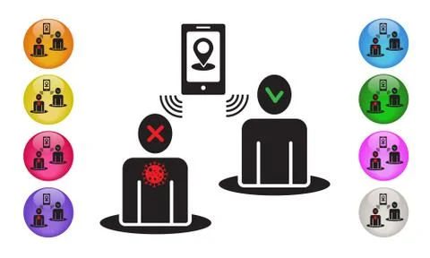 Mobile map tracker Covid-19. Smartphone health virus tracking location app Stock Illustration