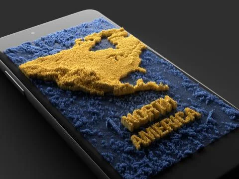 Mobile maps, 3D rendering Stock Illustration