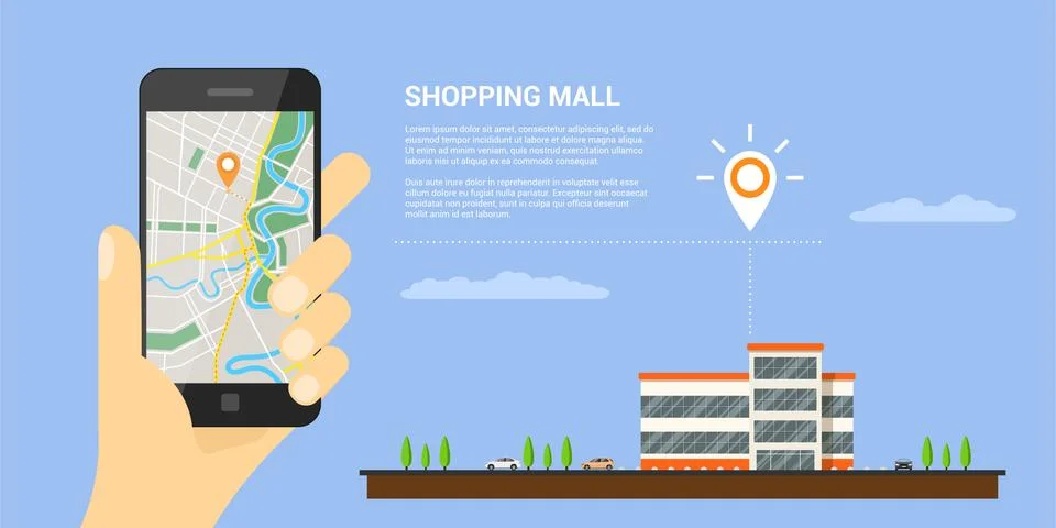 Mobile maps concept Stock Illustration