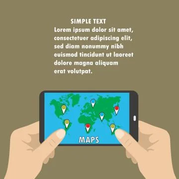 Mobile maps with map pointers Stock Illustration