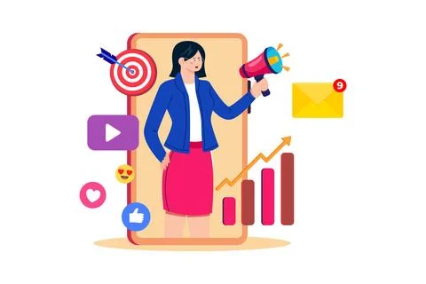 A mobile marketer develops and implements marketing strategies for mobile d.. Stockillustratie