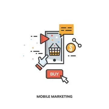 Mobile marketing concept design. Vector line design. Stock Illustration