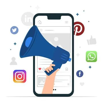 Mobile marketing, e-commerce art style concept. Stock Illustration