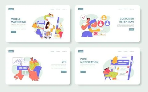 Mobile Marketing. Flat Vector Illustration Stock Illustration