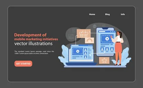 Mobile Marketing Initiative Development. Marketer planning and implementing イラスト素材