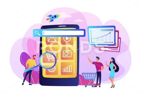 Mobile media optimization concept vector illustration Stock Illustration