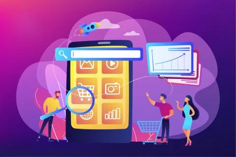 Mobile media optimization concept vector illustration Stock Illustration
