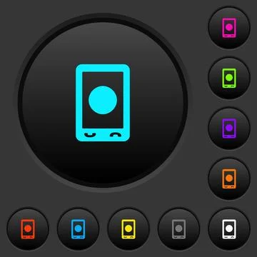 Mobile media record dark push buttons with color icons Stock Illustration