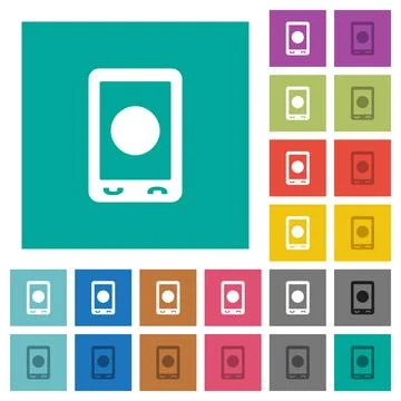 Mobile media record square flat multi colored icons Stock Illustration