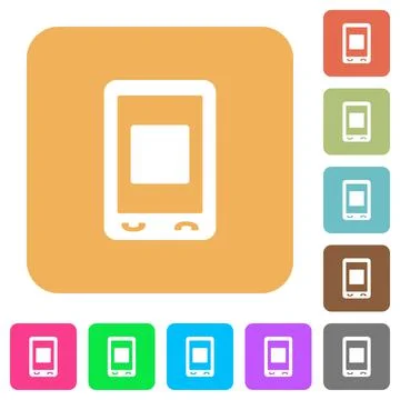 Mobile media stop rounded square flat icons Stock Illustration