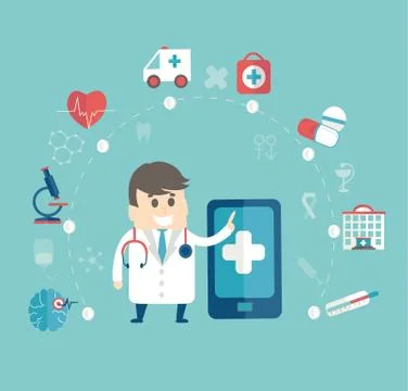 Mobile medical concept. Stock Illustration