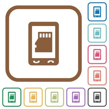 Mobile memory card simple icons Stock Illustration