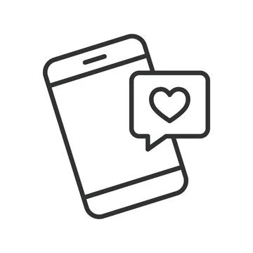 Mobile like message, icon in line design. smartphone, heart, message Stock Illustration
