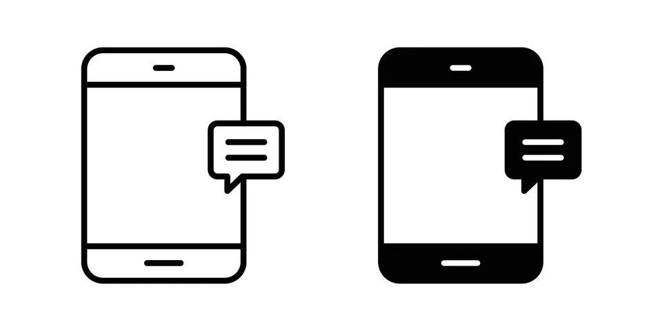 Mobile message notification icon concept logo design collection Stock Illustration
