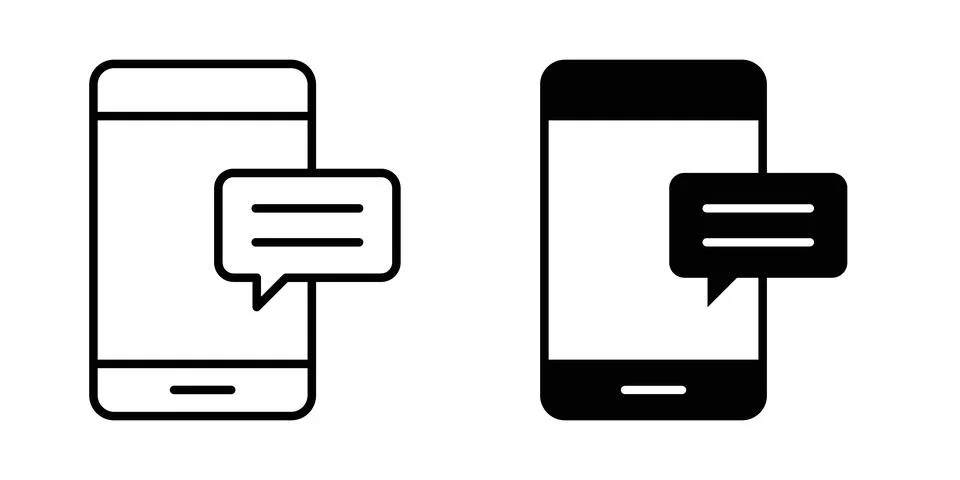 Mobile message notification icon design. Illustration icons in linear and c.. Stock Illustration