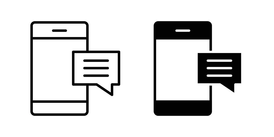 Mobile message notification icon illustration vector, icon set for apps Stock Illustration