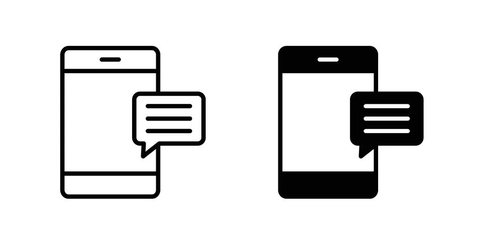 Mobile message notification icon modern style vectors set Stock Illustration