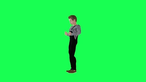 Mobile message worker boy isolated right angle green screen 스톡 동영상 252662883