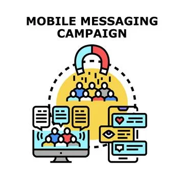 Mobile messaging campaign attracting online audience engagement Stock Illustration