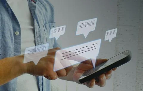 Mobile messaging communication interface concept Stock Photos