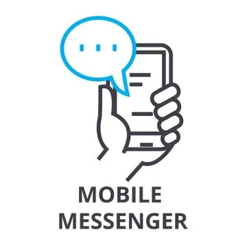 Mobile messenger thin line icon, sign, symbol, illustation, linear concept Stock Illustration