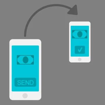 Mobile money transfer flat design style vector Illustrazione stock