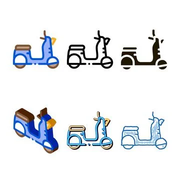 Mobile motobike icon vector outline multistyle Stock Illustration