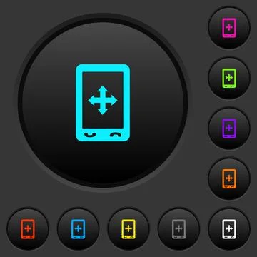 Mobile move gesture dark push buttons with color icons Stock Illustration