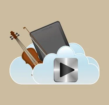 Mobile music classic smartphone cloud Stock Illustration
