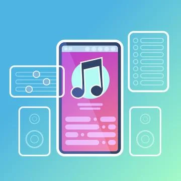 Mobile music player application interface audio sound online concept for design 库存插图