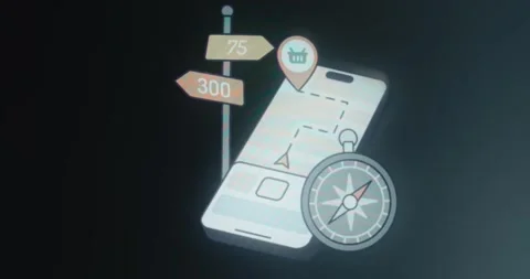 Mobile navigation and location services Stock Footage 313863532
