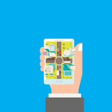 Mobile navigation in the city Stock Illustration