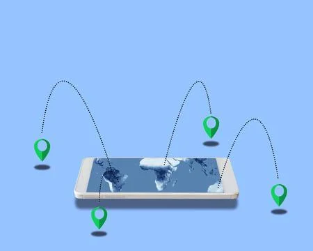 Mobile Navigation Concept Background Stock Photos