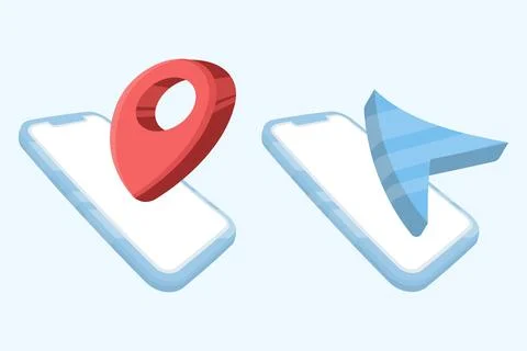 Mobile navigation concept. Mobile navigation icon. Mobile app with outdoor map. Stock Illustration