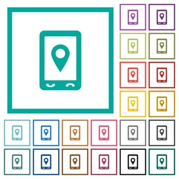 Mobile navigation flat color icons with quadrant frames 스톡 일러스트
