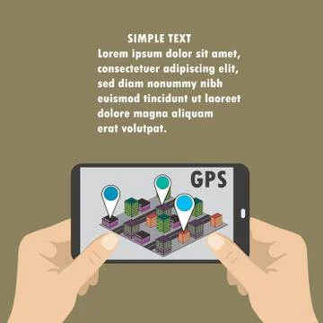 Mobile navigation GPS with map pointers Illustrazione stock